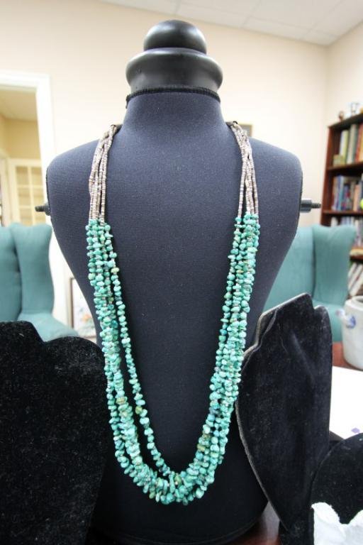 31 3/4"  turquoise 5-strand necklace with spacers and (1 of 6)