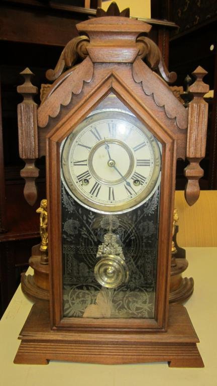 Ansonia walnut 8-day mantle clock.  Note inside says (1 of 1)