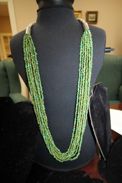 33 1/2" 10-strand green turquoise necklace.  No (1 of 2)