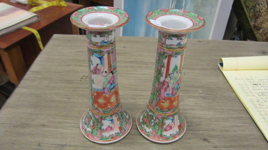 Pair Rose Medallion candlesticks (1 of 1)