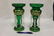 Pair of green mantle lustres with frosted band and gold