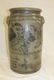 4 gallon freehand decorated stone churn with elaborate