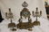 Unmarked Sevres style garniture set with celeste blue