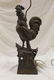 L. Carvin signed 21" bronze figure of a crowing Rooster