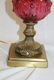 Fenton cranberry table lamp with molded rose font and - 2