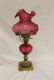 Fenton cranberry table lamp with molded rose font and - 4