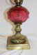 Fenton cranberry table lamp with molded rose font and - 5