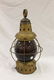 Painted tin lantern with deep ruby globe marked G. T. - 2