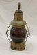 Painted tin lantern with deep ruby globe marked G. T. - 5