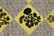 Quilt with black and yellow Morning Glory type flowers, - 2