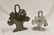 (2) flower basket doorstops, largest is app 10" tall - 2