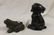 Cast iron frog doorstop and pup door stop, largest is a - 2