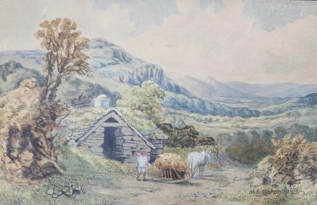 Original watercolour on paper of Prominent artist M K Parandekar antiqueartofindia (1 of 6)