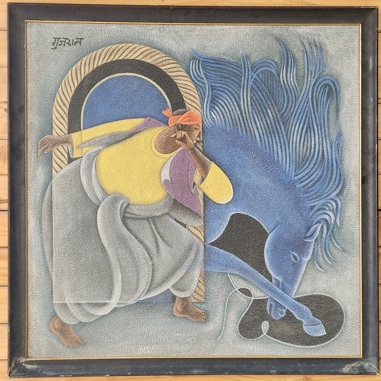 Acrylic on canvas Painting by prominent artist satish gujral: Acrylic on canvas Painting by prominent artist satish gujral Title: unknown Artist: satish gujral Medium: acrylic on Canvas Size: 90 cm x 90 cm Provenance: Private collection, IOWA , USA