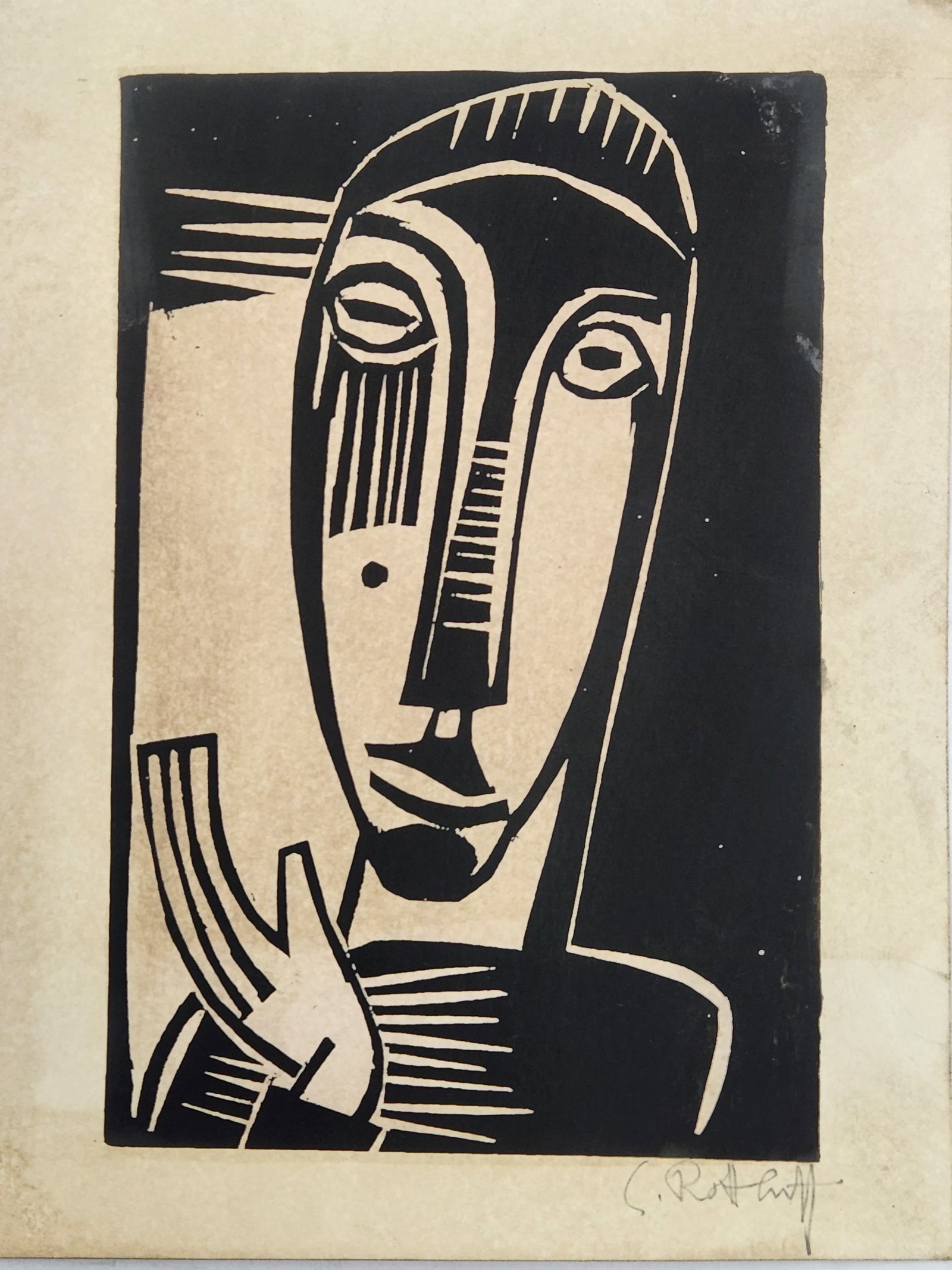 woodcut titled "Kleine Prophetin" by German Expressionist artist Karl Schmidt-Rottluff: woodcut titled "Kleine Prophetin" (Little Prophetess) by German Expressionist artist Karl Schmidt-Rottluff.Title: Kleine ProphetinDate : estimated 1919Artist: karl Schmidt-Rottluff Medium: woodcut on