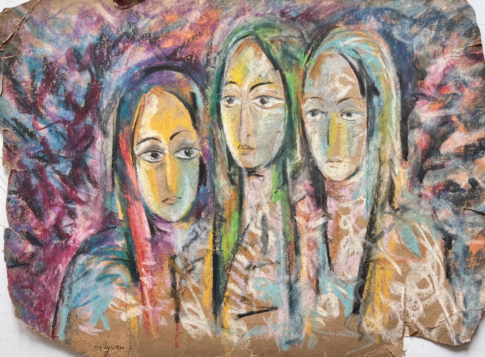 Rare Pastel Painting On Paper By Prominent Turkish Artist Nuri Iyem: Rare Pastel Painting On Paper By Prominent Turkish Artist Nuri IyemTitle: untitledMedium: pastel on paperArtist: nuri iyemdate : 1962size : 31.5 cm x 43.5 cmCondition: average