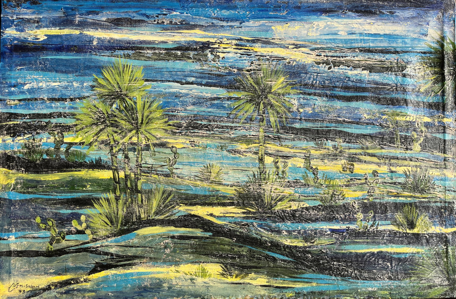 ACRYLIC ON CANVAS PAINTING BY ARTIST MOHAMMED AL SALEEM (1939, MARAT - 1997, PRATO) (1 of 5)