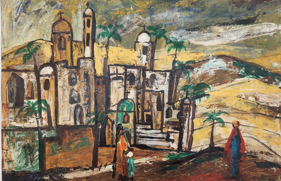 Acrylic On paper Painting By Prominent Egyptian Artist tahia halim: Acrylic On paper Painting By Prominent Egyptian Artist tahia halimArtist : tahia halimMedium: acrylic on paperSize : 50cm x 32.5cm approx