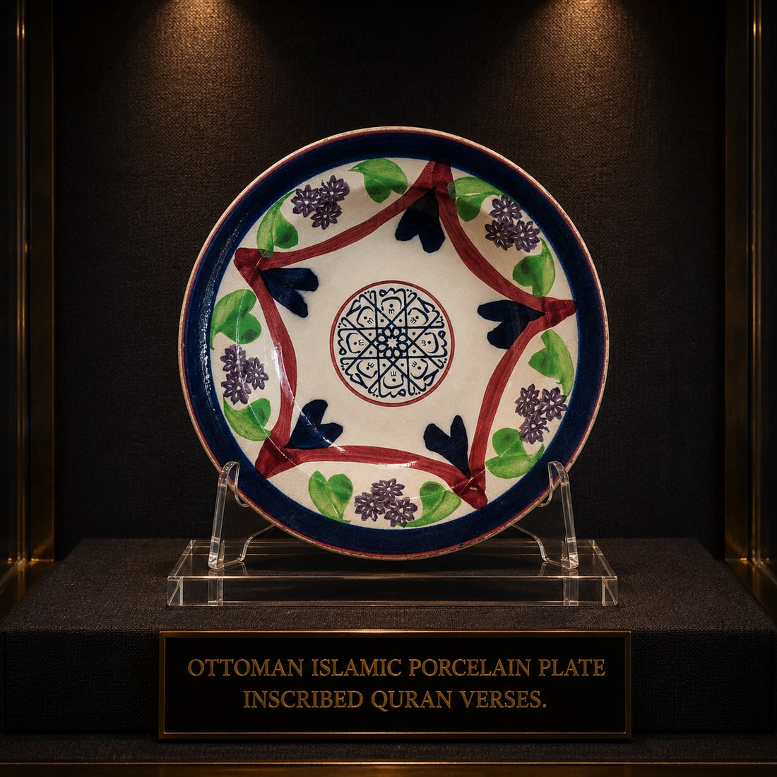 Antique Ottoman Imperial Porcelain Presentation Plate with Quranic Calligraphy for Islamic Courts (1 of 4)