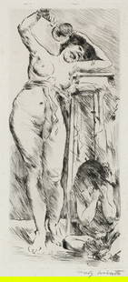 Corinth, Lovis: Corinth, LovisTapiau, 1858 - Zandvoort, 192521,7 x 9,9 cm, R."Bacchantin", 1913. Etching on wove paper. Signed.Schwarz, 121.Private collection, Baden-Württemberg.Corinth, LovisTapiau, 1858 -