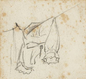 Zille, Heinrich: Zille, HeinrichRadeburg, 1858 - Berlin, 192913 x 14 cm, R.Pants on a washing line. Charcoal on paper.Private collection, Baden-Württemberg.Zille, HeinrichRadeburg, 1858 - Berlin, 192913 x 14 cm,