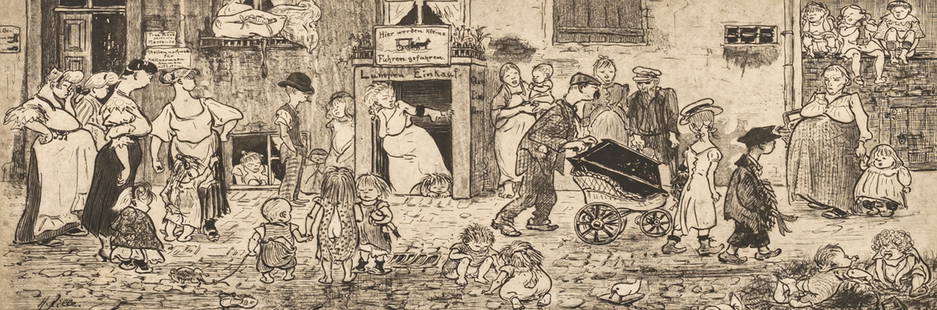 Zille, Heinrich: Zille, HeinrichRadeburg, 1858 - Berlin, 1929Versch., o. R.3 works: "Ins Wasser", 1919; "Frau mit Pleureuse", 1903; "Zur Mutter Erde", um 1905. 2 etchings and 1 lithograph of different paper. 2 signed