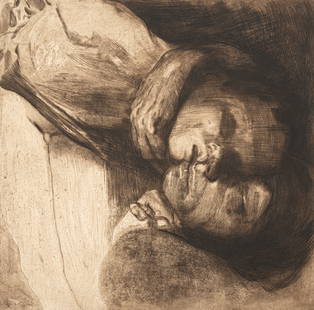 Kollwitz, Käthe: Kollwitz, KätheKönigsberg, 1867 - Moritzburg, 1945Blattgröße: 53 x 65 cm; 40,5 x 41 cm, o. R."Tod, Frau und Kind", 1910. Etching on copper printing paper. Marked "Orig. Rad. von