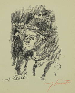 Corinth, Lovis: Corinth, LovisTapiau, 1858 - Zandvoort, 1925Blattgröße: 37,5 x 28,5 cm, R."Zwei Bauern nach Wilhelm Leibl", 1920. Lithograph on coloured wove paper. Signed. Edition: 15 Exemplare. Schwarz, 4
