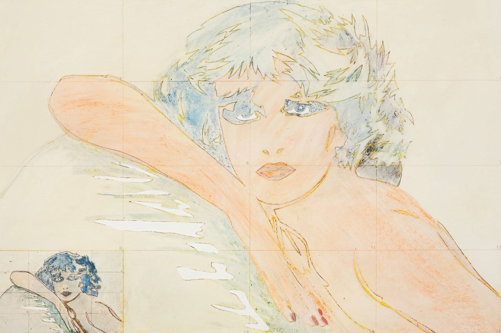 Berges, Werner: Berges, WernerCloppenburg, 1941 - Schallstadt, 2017Blattgröße: 48,5 x 65 cm, o. R.Woman with head, 1977. Silkscreen print on light cardboard. Signed, dated and numbered 160/200.Collection, N