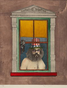Lindner, Richard: Lindner, RichardHamburg, 1901 - New York, 1978Blattröße: 67 x 49,5 cm, o. R.Untitled, 1971. Lithograph on Japanese paper from "Fun city". Signed and numbered 5/26.Private collection,