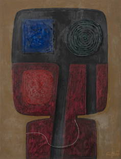 Eichhorn, Alfred: Eichhorn, AlfredSt. Valentin, 1909 - Donnerskirchen, 197259,6 x 45 cm, R.Untitled, 1966. Mixed media on cardboard. Signed, dated and with estate stamp on the back.Estate of the Artist.Private property