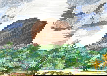 von Gugel, Fabius: von Gugel, FabiusWorms, 1910 - M&#252;nchen, 2000Blattgr&#246;&#223;e: 48 x 64 cm, o. R.3 Bl.: "Der Fels von Sigiriya bei Tag", c. 1980; "Der Fels von Sigiriya bei Nacht", c. 1980; "Das Wolkengesicht"