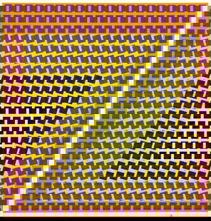 Vasarely, Victor: Vasarely, VictorPécs/Ungarn, 1906 - Paris, 1997Blattgröße: 65 x 62 cm, o. R.Untitled, 1964. Silkscreen print on cardboard from "Planetarische Folklore". Signed.Collection, Nordrhein-Wes