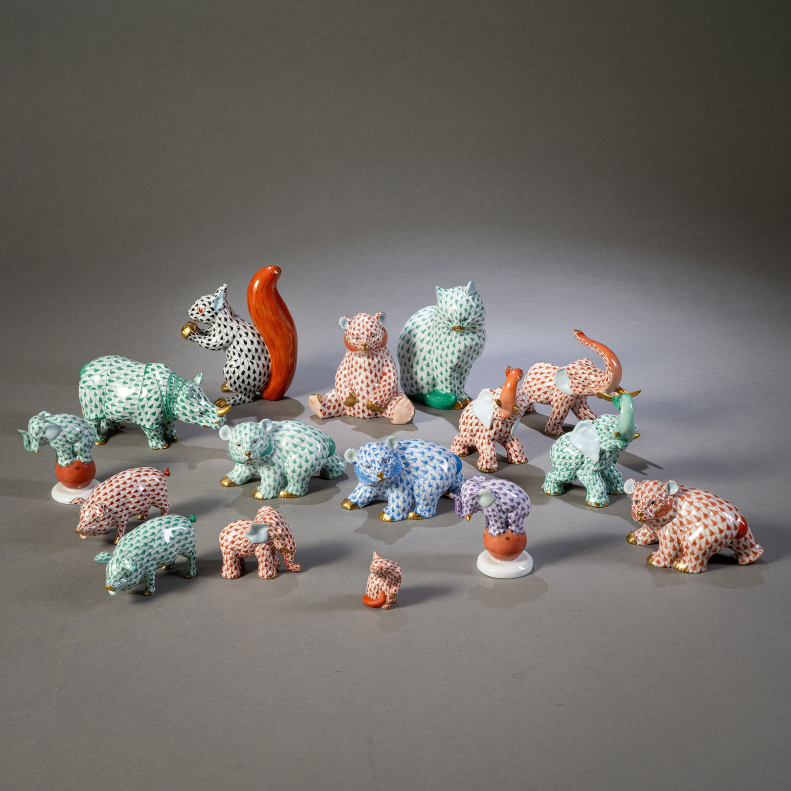 16 POLYCHROME PAINTED PORCELAIN ANIMALS (1 of 3)