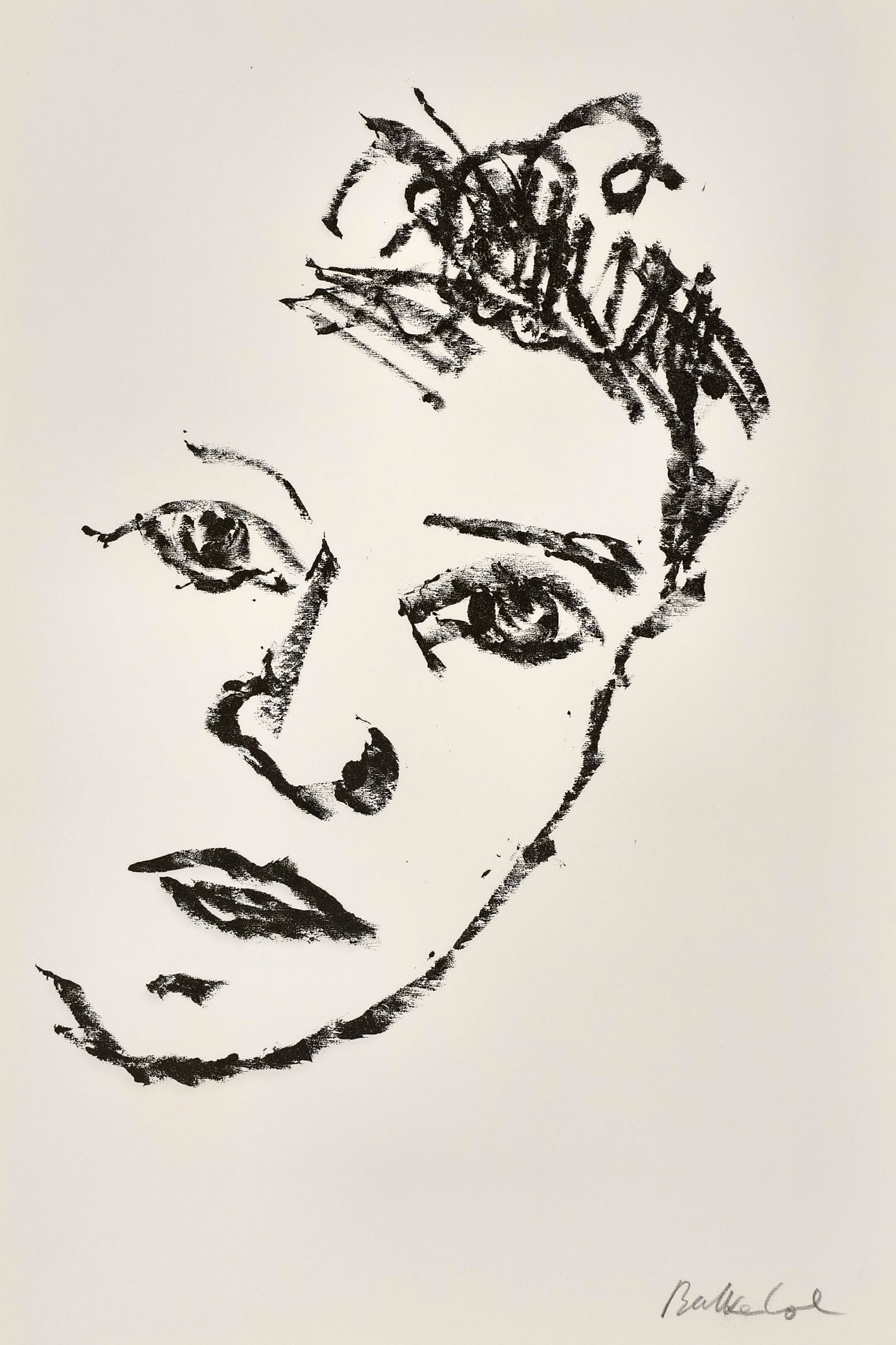 Balkenhol, Stephan: Balkenhol, Stephan Fritzlar, 1957 Blattgröße: 30 x 20 cm, o. R. Head, 1993. Lithograph on wove paper. Signed. Private property, Baden-Württemberg.Balkenhol, Stephan Fritzlar, 1957