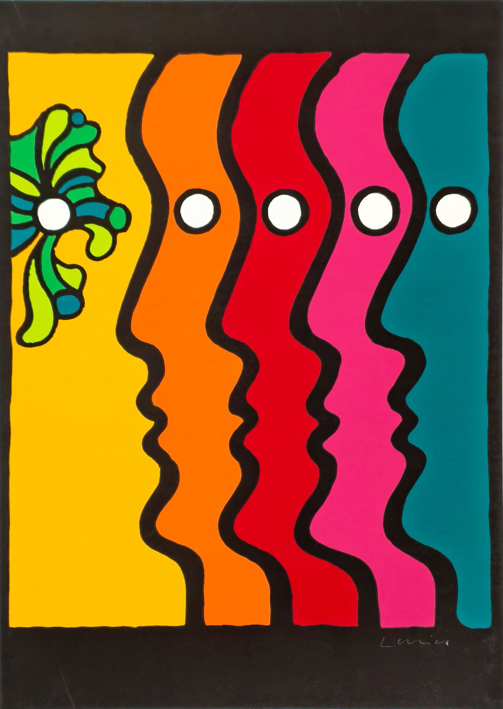 Lenica, Jan: Lenica, Jan Posen, 1928 - Berlin, 2001 70 x 50 cm / 84 x 59,5 cm, o. R. 2 works: Untitled. Silkscreen print on light cardboard. Both signed and 1 numbered 346/500. Corporate collection,