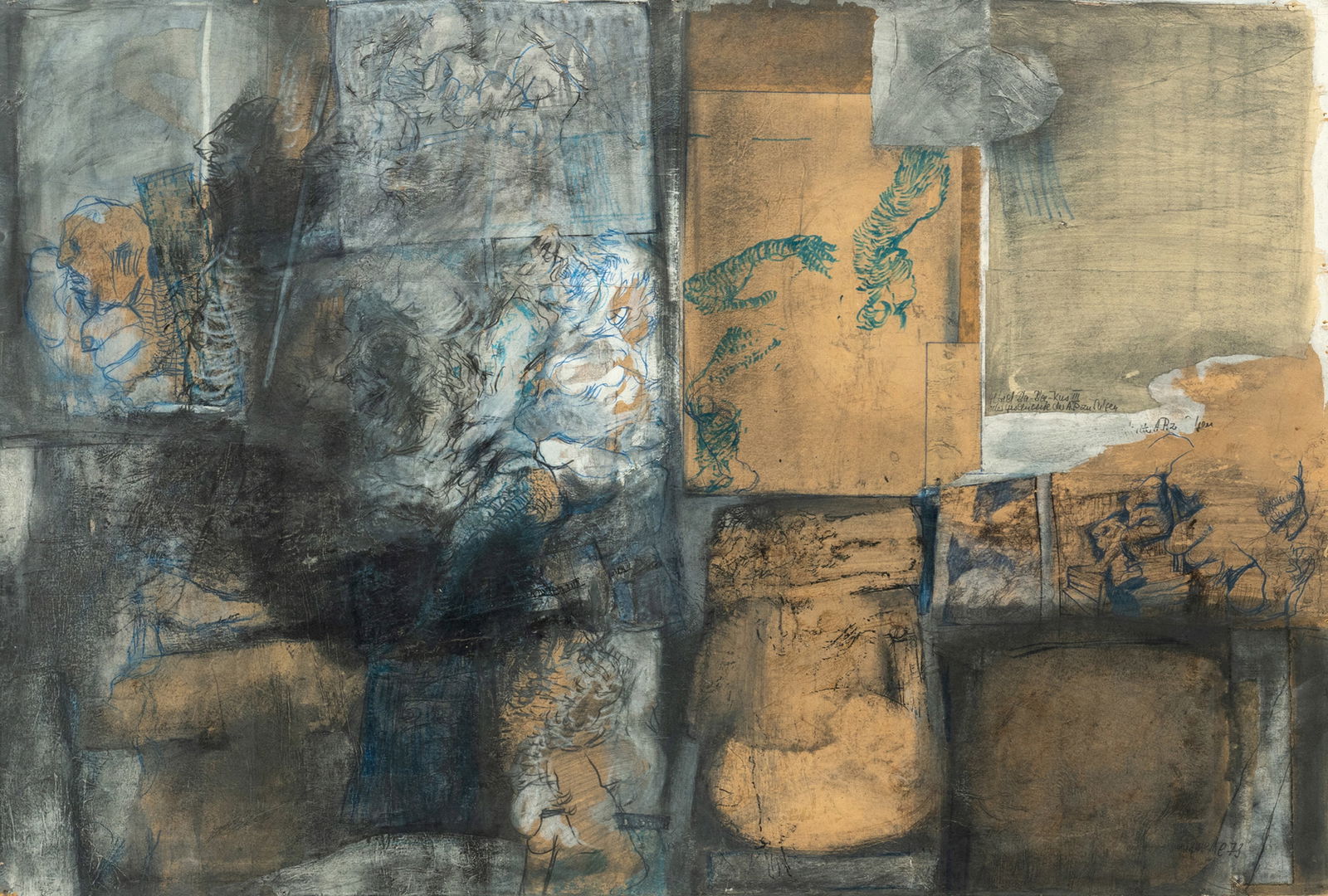 Hämmerle, Joachim: Hämmerle, Joachim Bad Saulgau, 1940 - 2024 70 x 100 cm, R. "Alfred Bla-Bla-Kus III", 1973. Mixed media on cardboard. Signed and dated in pencil lower right and titled in the image. Studio of the