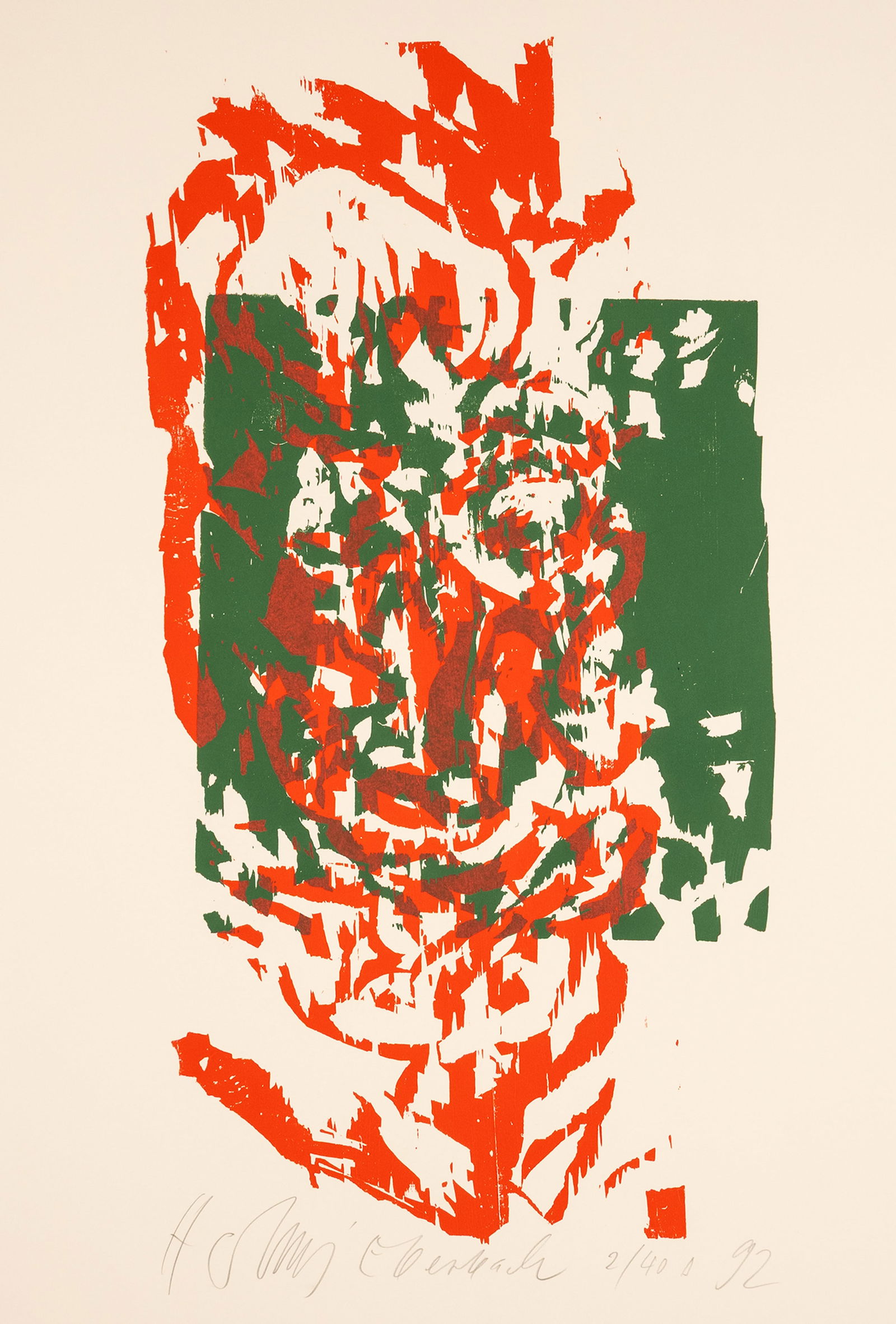 Ebersbach, Hartwig: Ebersbach, Hartwig Zwickau, 1940 Blattgröße: 84 x 59,5 cm, o. R. 5 works: Kaspar, 1992. Woodcut on wove paper. All signed, dated and numbered 4/40 A, 4/40 C, 4/40 D, 4/40 E, 1 marked