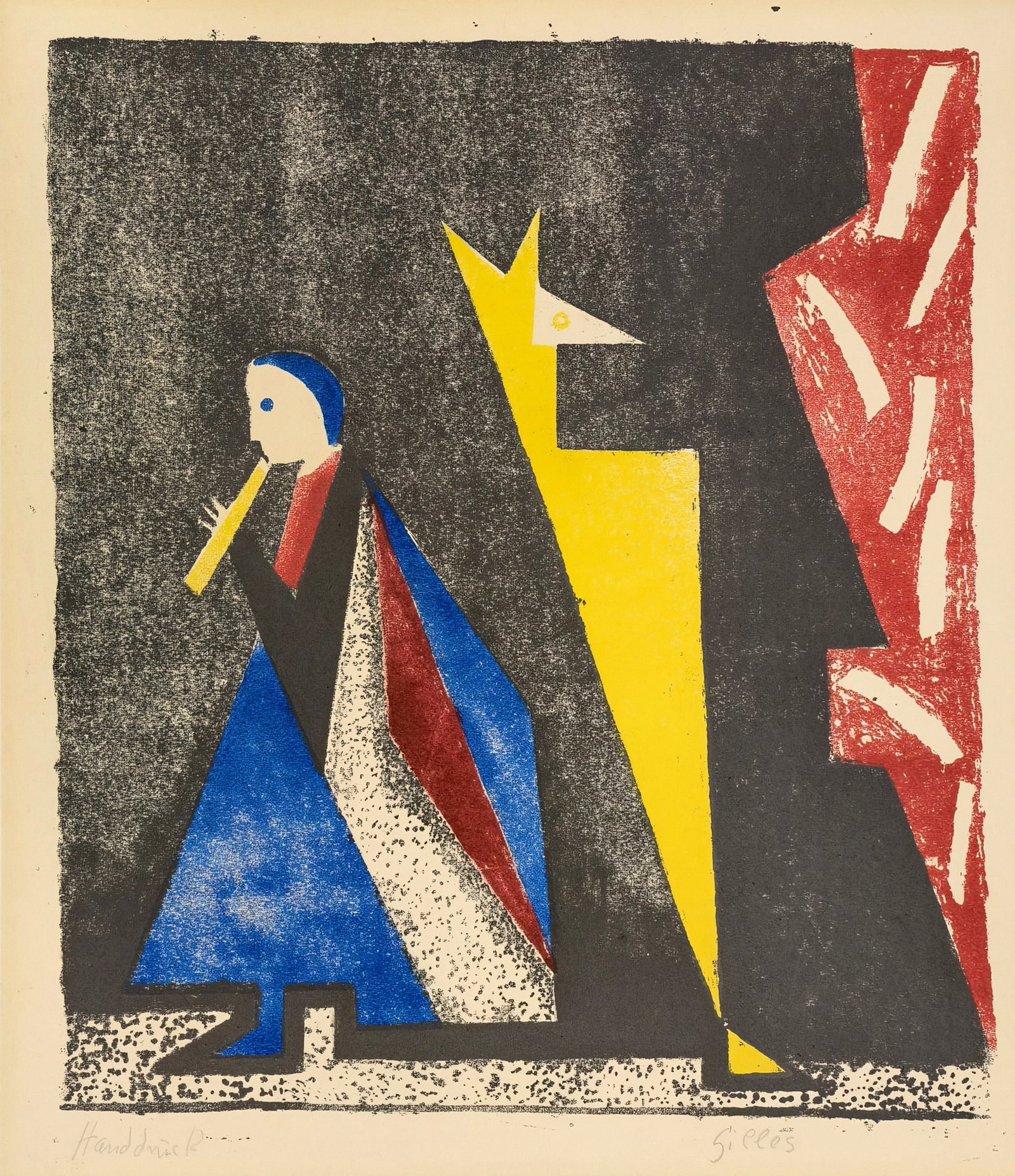 Gilles, Werner: Gilles, Werner Rheydt, 1894 - Essen, 1961 26,5 x 23 cm, o. R. "Orpheus", 1951. Lithograph on paper, mounted on cardboard. Signed and marked "Handdruck". Schwengers, L 25. Private property,