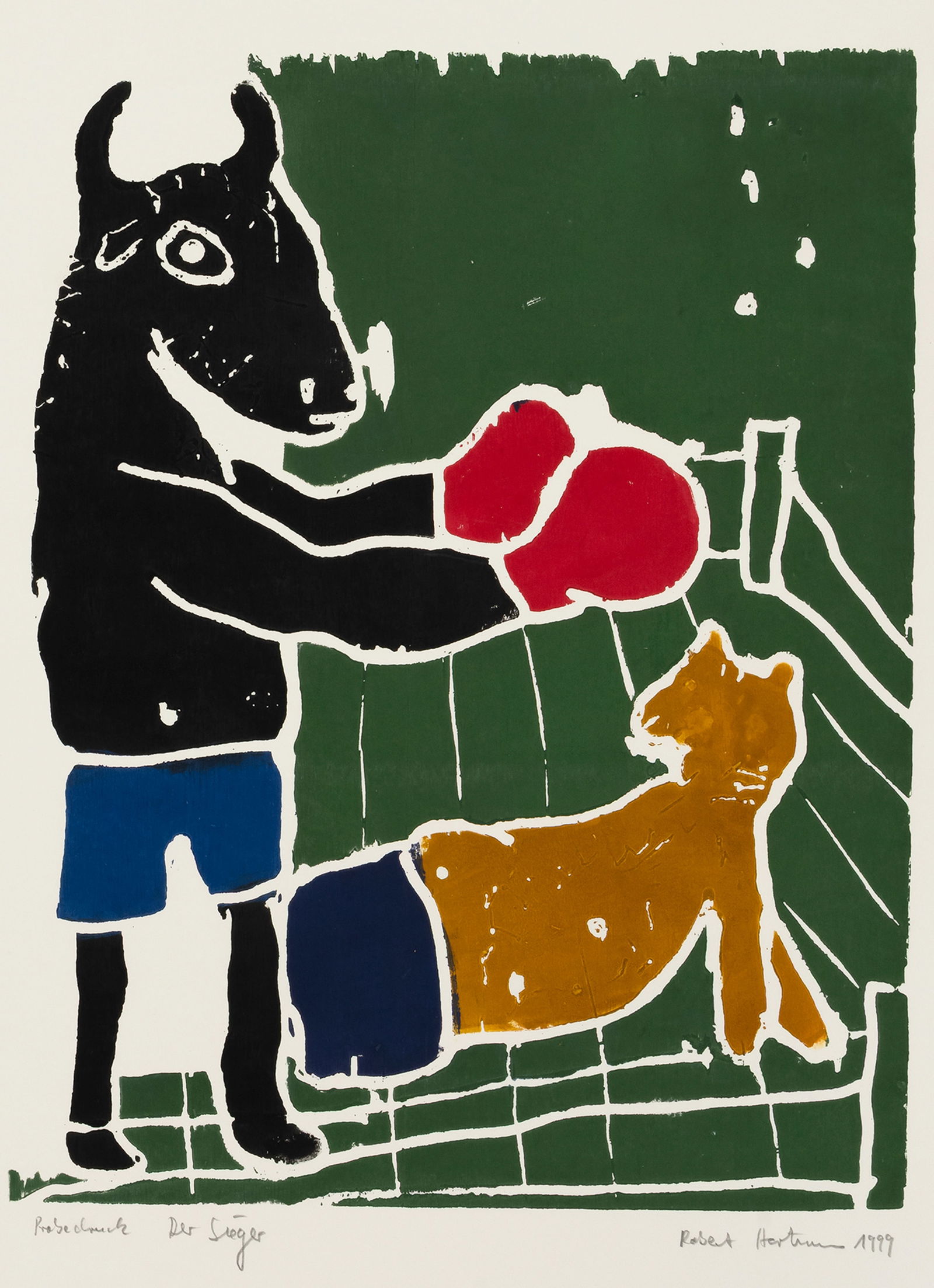 Convolute: 4 graphic works: Convolute: 4 graphic works Blattgröße: 70,5 x 50 cm, o. R. By Ulrike Zilly, Robert Hartmann and Werner Reuber. Woodcut on wove paper. All signed and dated, 3 marked "Probedruck" and 1