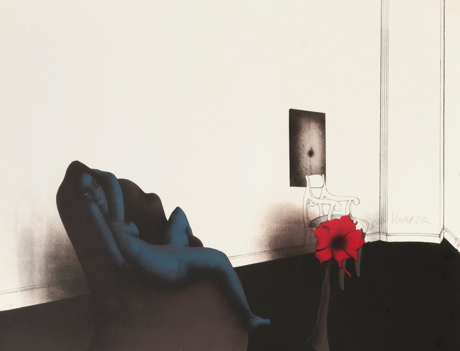 Wunderlich, Paul: Wunderlich, Paul Eberswalde, 1927 - Saint-Pierre-de-Vassols, 2010 Versch., o. R. 4 works: "Le Rouge et le Bleu", 1969; "Das Blatt", 1971; "Libellule", 1972; "Kleine Familie", 1972. Lithograph on wove