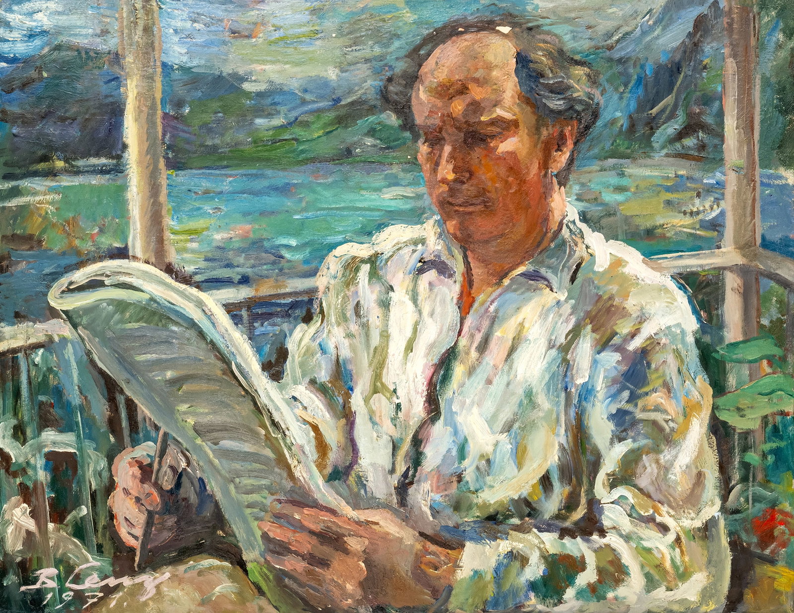 Lenz, Bruno: Lenz, Bruno Bollenbach, 1911 - München, 2006 74,5 x 94 cm, R. "Rafael Kubelik. Chefdirigent des Symphonieorchesters 1961-1979", 1971. Oil on canvas. Signed and dated in oil lower left, titled on