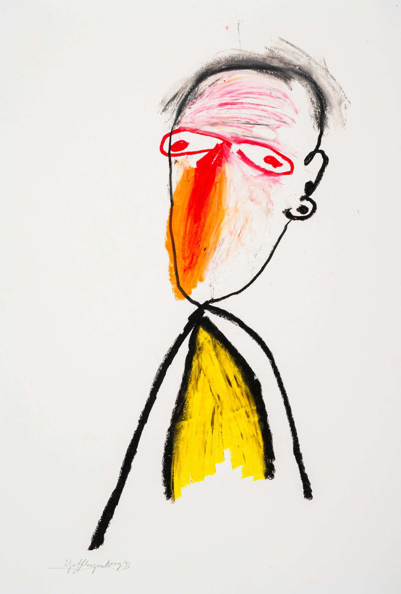 Scheffler, Wolfram Adalbert: Scheffler, Wolfram Adalbert Chemnitz, 1956 Blattgröße: Je 70 x 50 cm, o. R. 6 works: Untitled, 1993. Crayon on paper. All signed and dated. Corporate collection, Germany.Scheffler, Wolfram