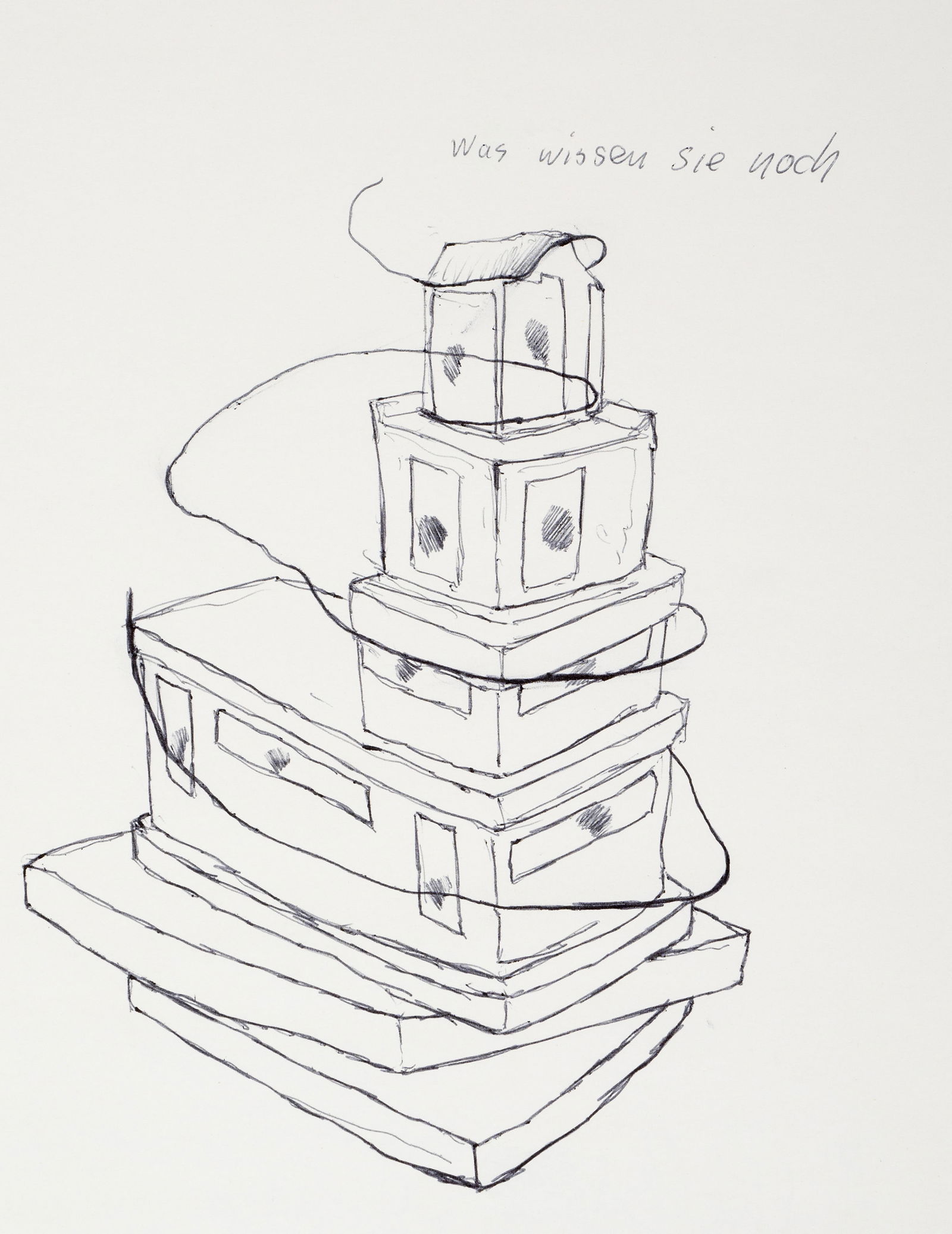 Palmtag, Jürgen: Palmtag, Jürgen Schwenningen/Neckar, 1951 Blattgröße: 27,8 x 21 cm, o. R. "was wissen sie noch", 1998. Ballpoint pen on paper. Signed and dated on the reverse. Collection,