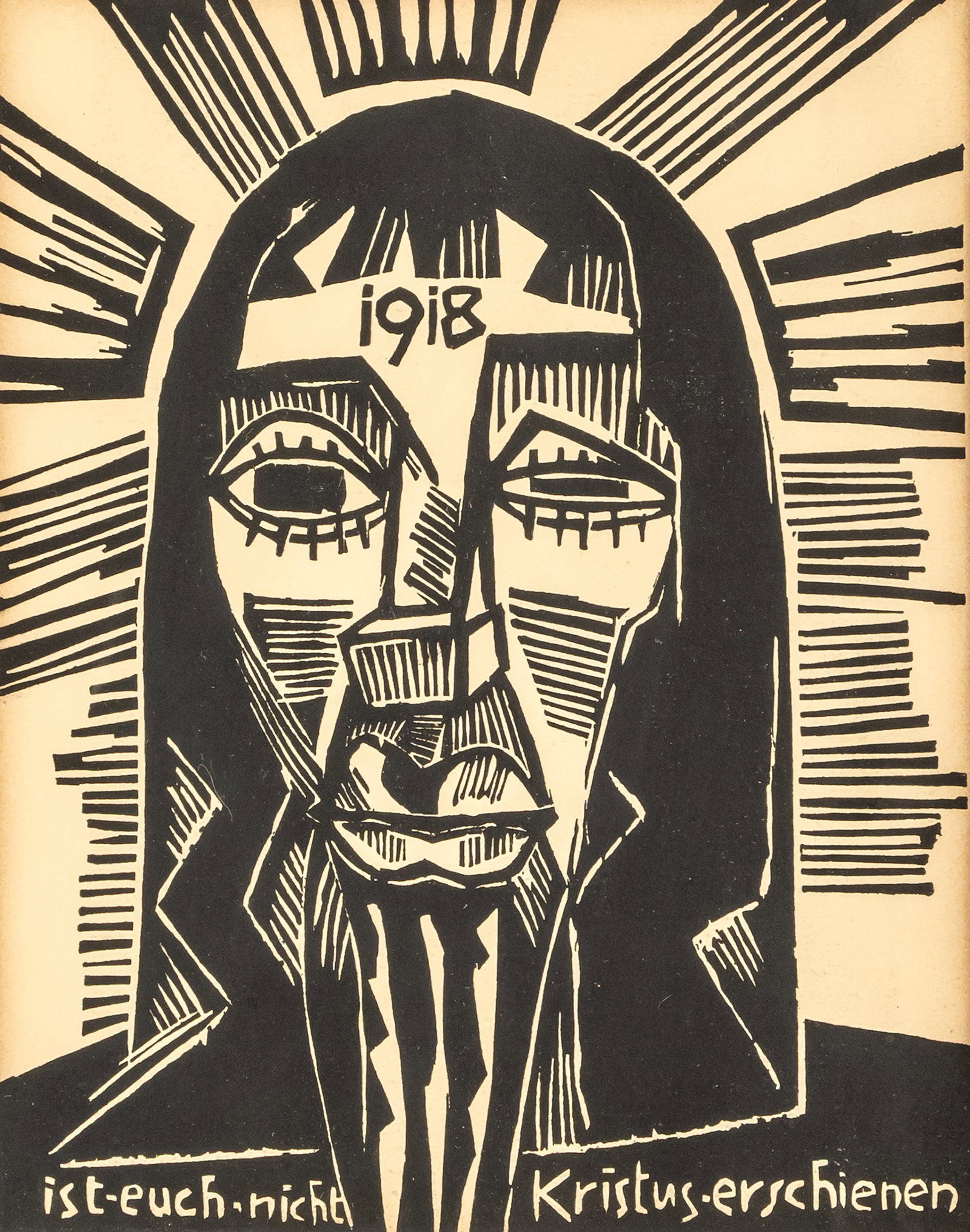 Schmidt-Rottluff, Karl: Schmidt-Rottluff, Karl Rottluff, 1884 - Berlin, 1976 22 x 17 cm, R. "Christus", 1918. Woodcut on paper. Inscribed and dated in the print. Cf. Wietek, 121. Corporate collection,
