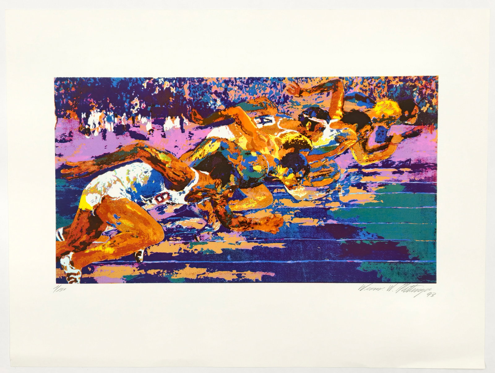 Hettinger, Werner W.: Hettinger, Werner W. Stuttgart, 1938 Blattgröße: 80 x 60 cm, o. R. 15 works: Sprinter, 1993; Pole vaulter, 1993. Silkscreen print on wove paper. All signed, dated and numbered. Edition: 150