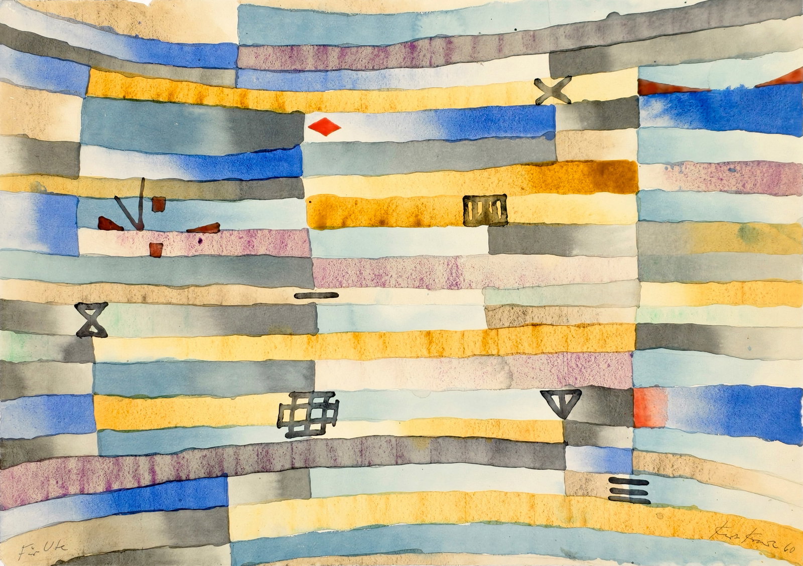 Kranz, Kurt: Kranz, Kurt Emmerich, 1910 - Wedel, 1997 Versch., o. R. 3 works: Untitled, 1960; 1961. Watercolour on different papers. All signed and dated. Private property, Baden-Württemberg.Kranz, Kurt Emmer