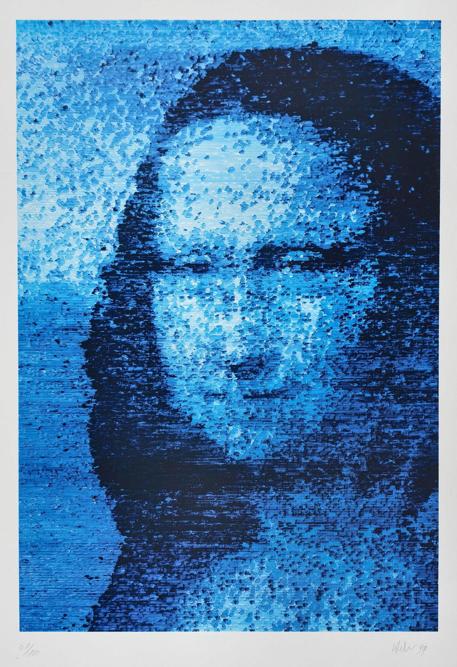 Portfolio: "Mona 2000": Portfolio: "Mona 2000" Blattgröße: 100 x 70 cm, o. R. Series of 5 silkscreen prints on light cardboard by Holger Bär, Volker Hildebrandt, Georges Pusenkoff, Petrus Wandrey and Simone