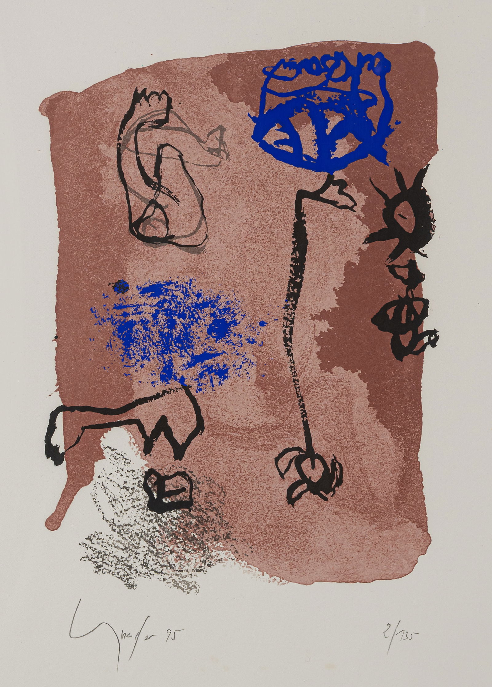 Unknown: Unknown Blattgröße: 60 x 40 cm, R. Untitled, 1995. Lithograph on wove paper. Signed, dated and numbered 2/135. Collection, Baden-Württemberg.Unbekannt Blattgröße: 60 x 40 cm,