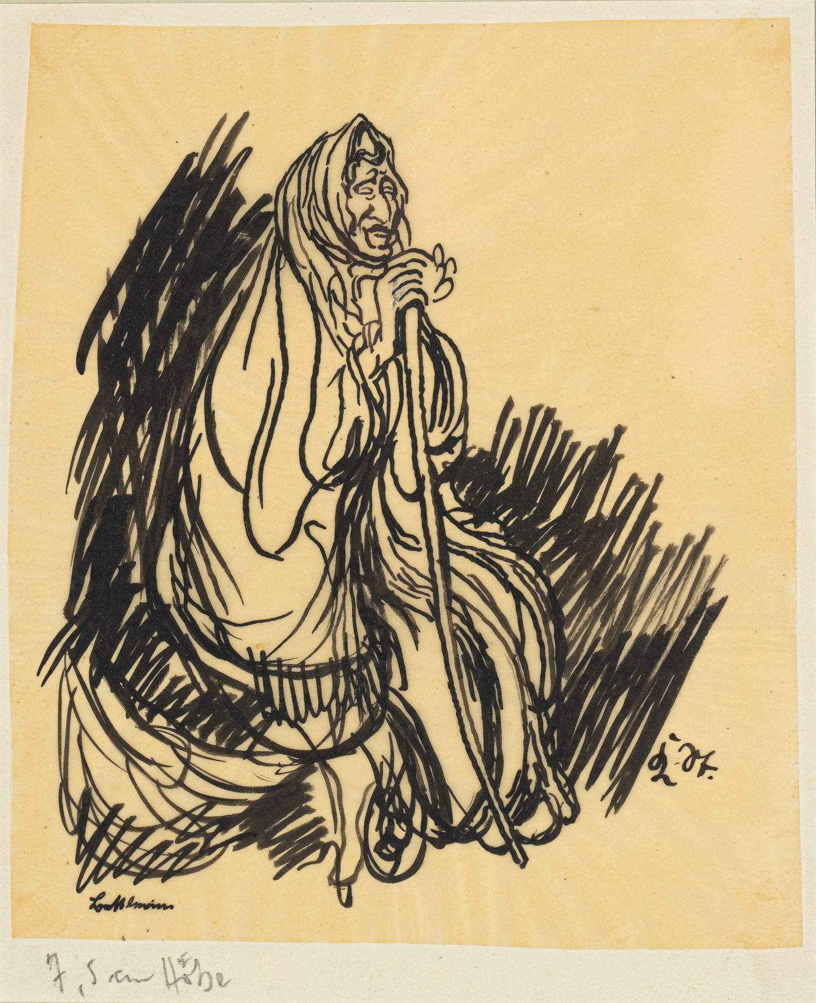 Stirner, Karl: Stirner, Karl Ellwangen, 1882 - 1943 Versch., R. 2 works: "Bettlerin - Taomina", 1921; "Beim Derwischtanz", 1929. Ink on paper, mounted on paper. Both monogrammed and titled in ink. Private property,